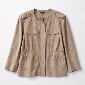 Tommy Hilfiger Women's Plus Size Utility Spring Sinched Waist Jacket- TAUPE- 20W